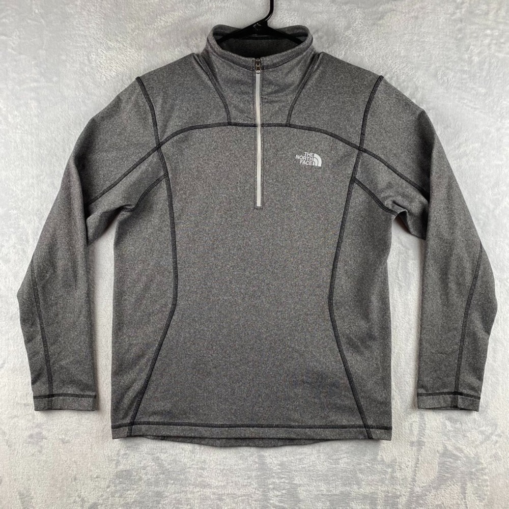 North Face Jacket Mens Small Gray Texture Cap Rock Fleece 1/4 Zip Pullover